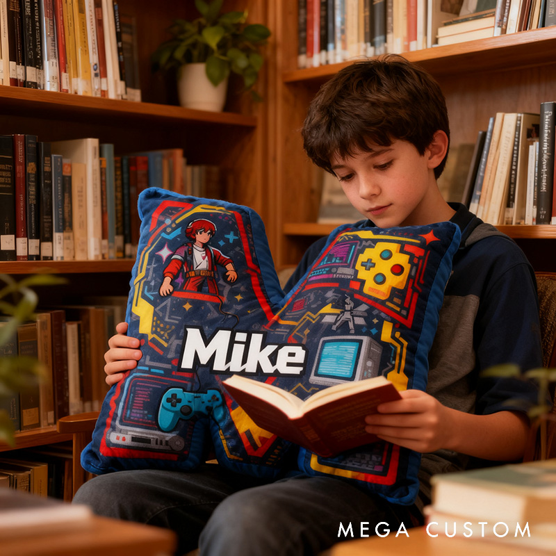 Personalized Game Controller Letter Pillow for Game Lovers Plush Pillow Christmas Birthday Gift for Kids