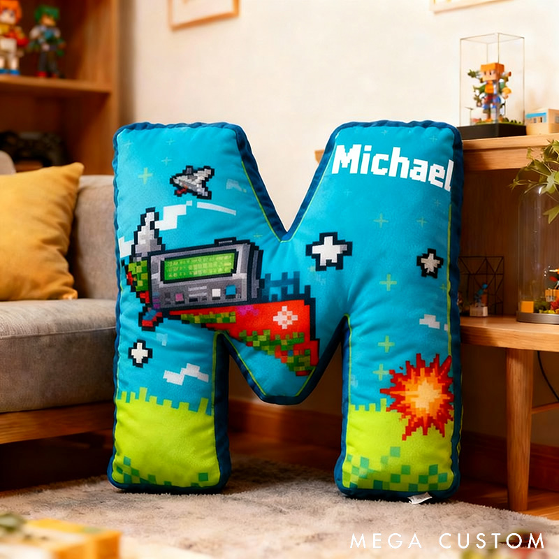 Personalized Game Letter Pillow for Game Lovers Plush Pillow Christmas Birthday Gift for Kids