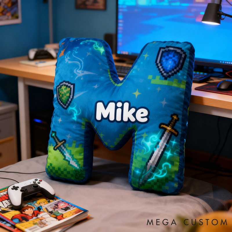 Personalized Game Letter Pillow for Game Lovers Plush Pillow Christmas Birthday Praty Gift for Kids