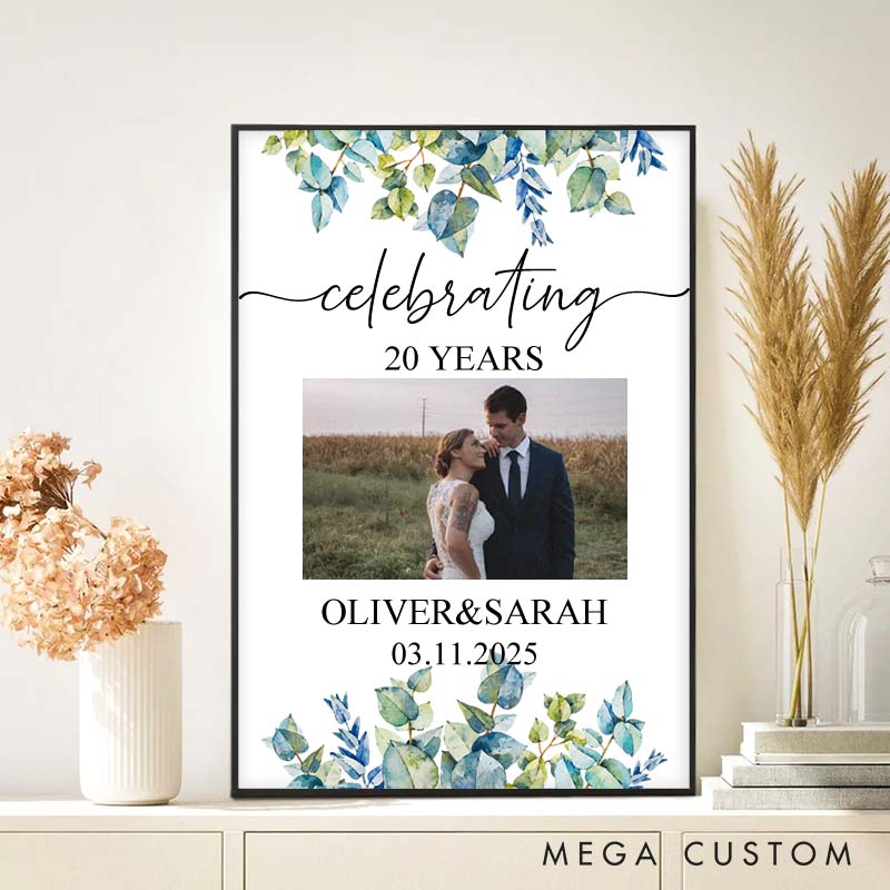 Personalized Couple Anniversary Years Canvas Painting Celebrating Wedding Anniversary Canvas with Photo for Husband Wife