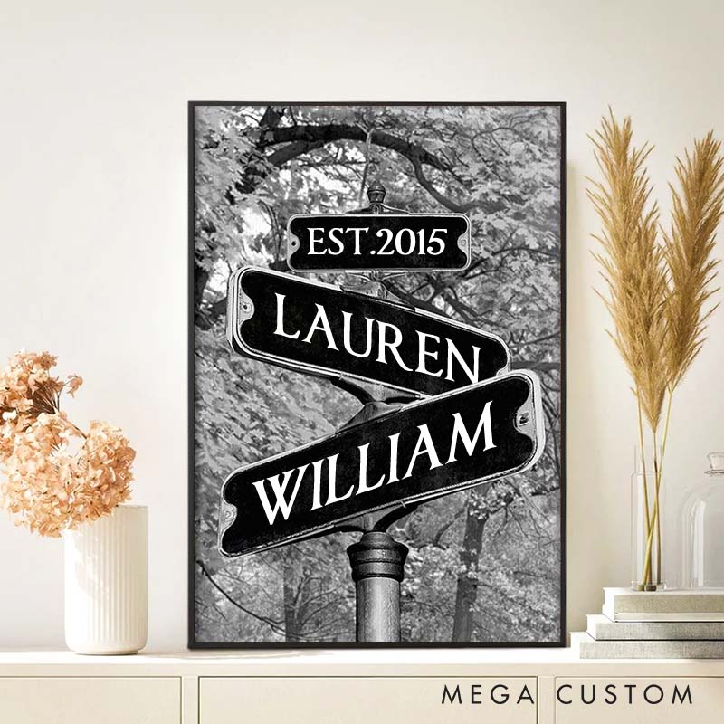 Personalized Anniversary Crossroads of Love Canvas Painting Always Beside You Couple Vertical Canvas Gift for Husband Wife Couple Anniversary Painting