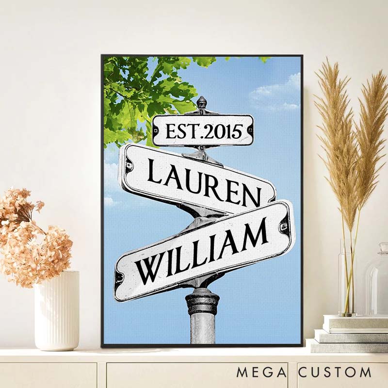 Personalized Anniversary Crossroads of Love Canvas Painting Love's Path Couple Canvas Painting Gift for Husband Wife Couple Anniversary Painting