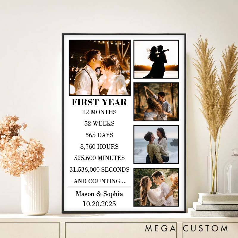 Personalized First Year Anniversary Canvas Wedding Anniversary Milestone Canvas Painting Wife Husband Anniversary Gift Painting