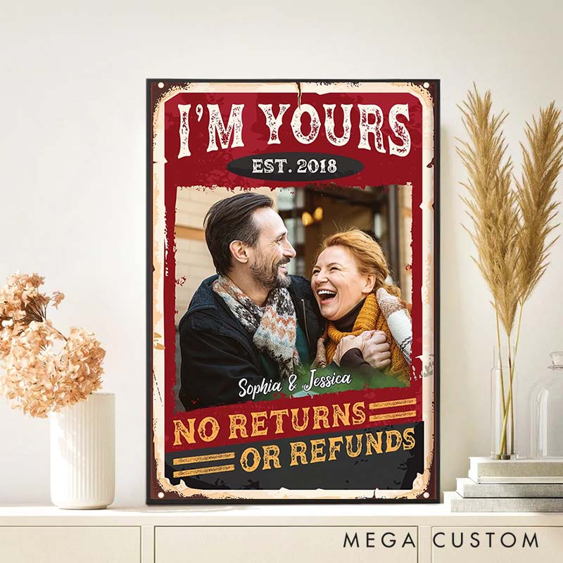 Personalized Couple Anniversary Canvas Painting I'm Yours No Returns or Refunds Since Vintage Anniversary Gift Painting for Couple