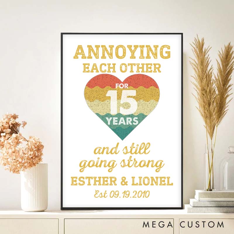 Personalized Annoying Each Other Canvas Painting Vintage 15th Anniversary Painting Couple Anniversary Gift Canvas Painting