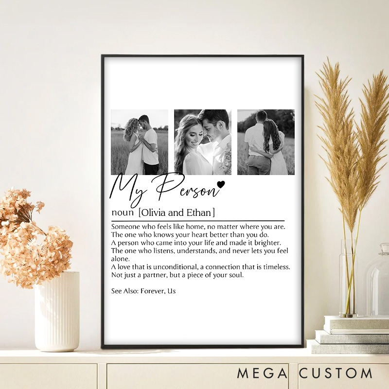 Personalized Couple My Person Print with Name and Photo Couple Defines True Love Canvas Painting Couple Poster for Husband Wife Boyfriend Girlfriend