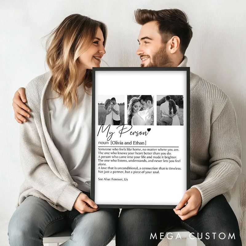 Personalized Couple My Person Print with Name and Photo Couple Defines True Love Canvas Painting Couple Poster for Husband Wife Boyfriend Girlfriend