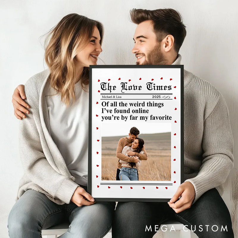 Personalized Couple The Love Times Print with Photo Valentine's Day Canvas Painting Custom Name and Date Poster for Husband Wife Boyfriend Girlfriend