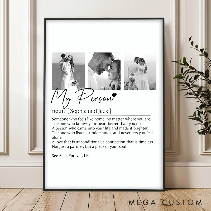 Personalized Couple My Person Print with Name and Photo Couple Defines True Love Canvas Painting Couple Poster for Husband Wife Boyfriend Girlfriend