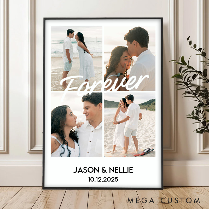 Personalized Couple Forever Print with Photo Couple True Love Canvas Painting Custom Couple Name and Date Poster for Husband Wife Boyfriend Girlfriend