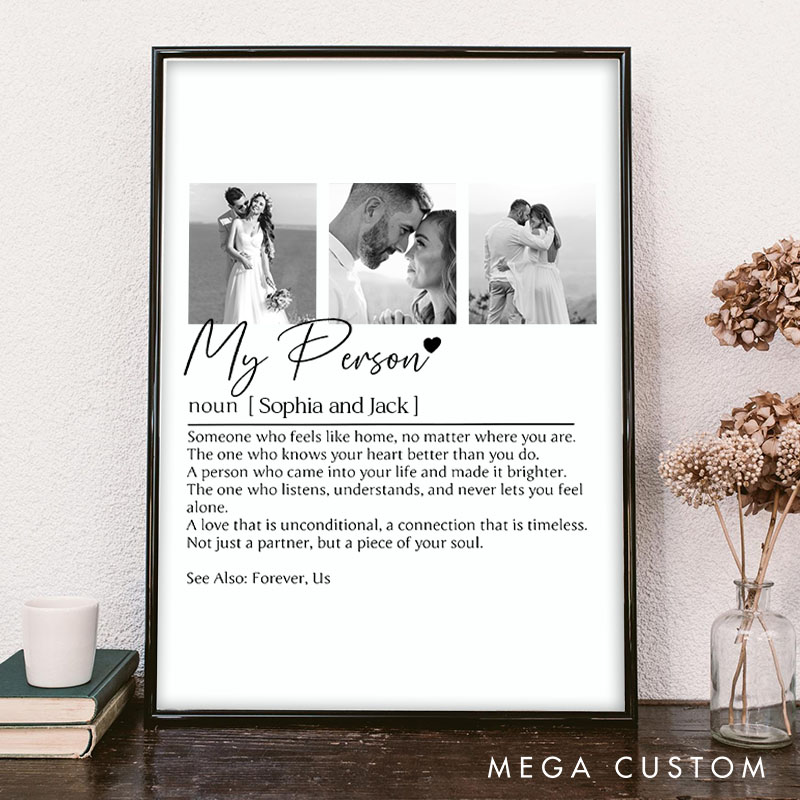 Personalized Couple My Person Print with Name and Photo Couple Defines True Love Canvas Painting Couple Poster for Husband Wife Boyfriend Girlfriend