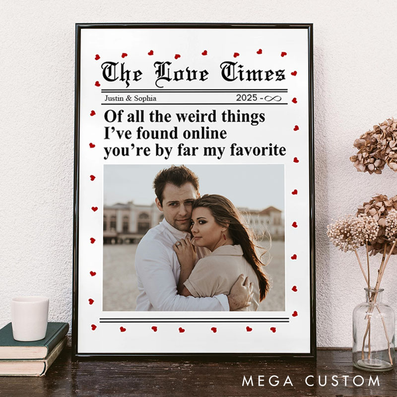 Personalized Couple The Love Times Print with Photo Valentine's Day Canvas Painting Custom Name and Date Poster for Husband Wife Boyfriend Girlfriend