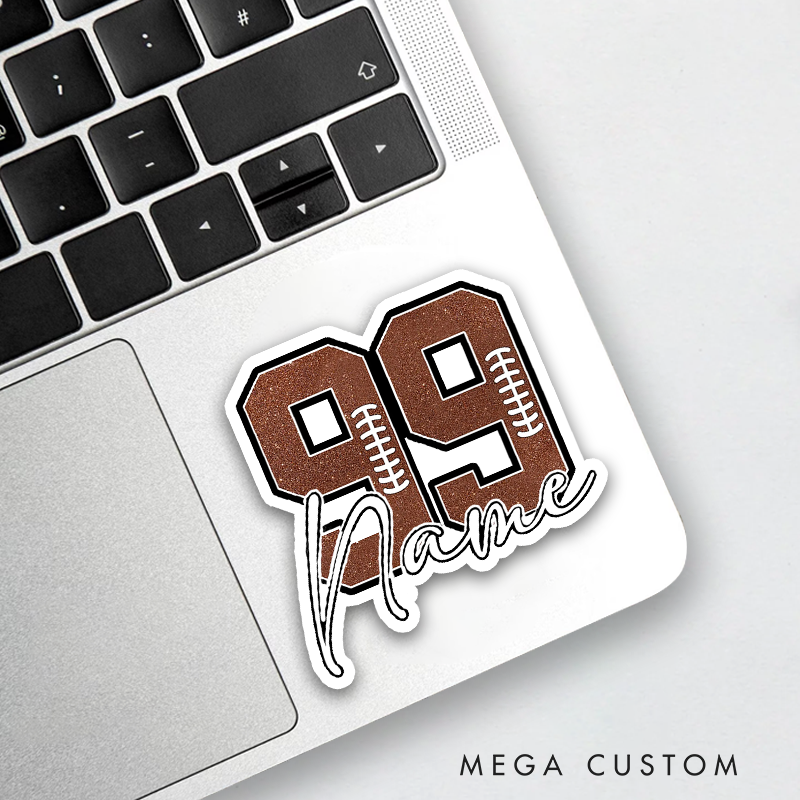 Personalized America Football and Rugby Sticker with Custom Name and Number for Sport Lovers