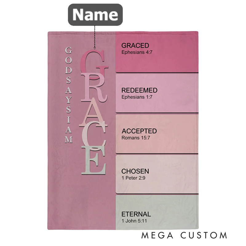 Personalized God Says i am Name Meaning on Bible Verse Colorful Soft Throw Blanket Religious Gift for Christians