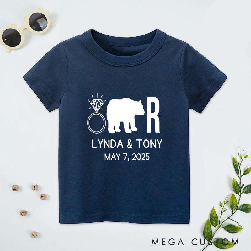 Personalized Funny Ring Bearer with Bear and Ring Wedding Flower Boy T-Shirt 