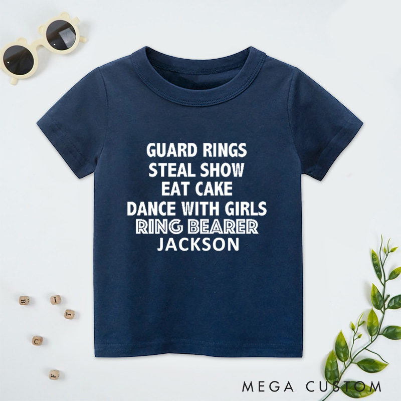 Personalized Fun Ring Bearer Checklist Wedding Flower Boy T-Shirt 