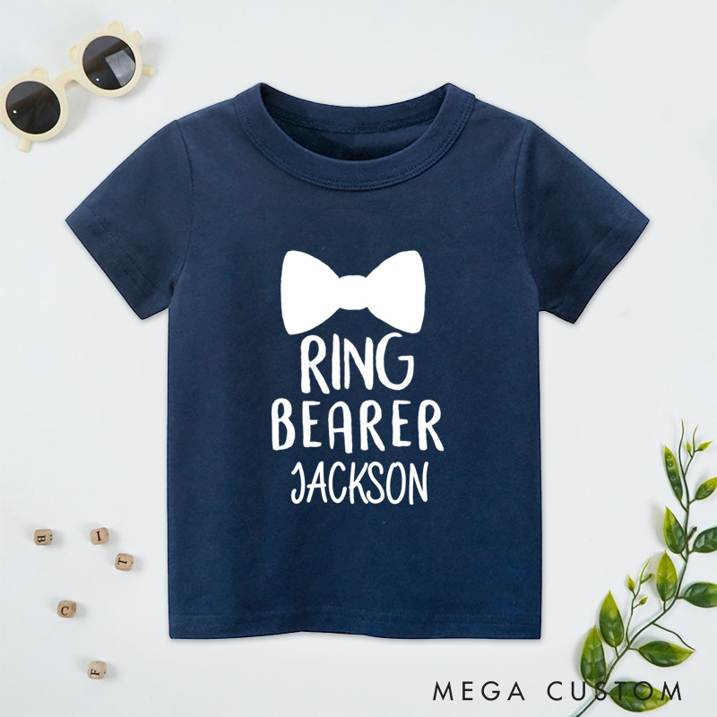 Personalized Chic Ring Bearer with Bowtie Wedding Flower Boy T-Shirt 