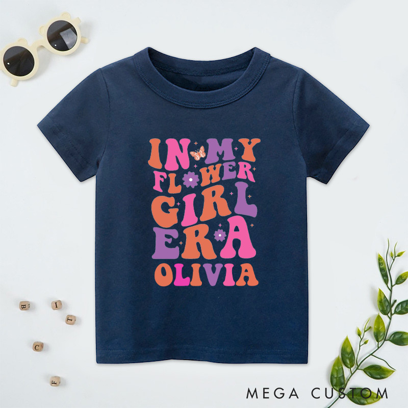 Personalized Vibrant In My Flower Girl Era with Butterfly Wedding Flower Girl T-Shirt 