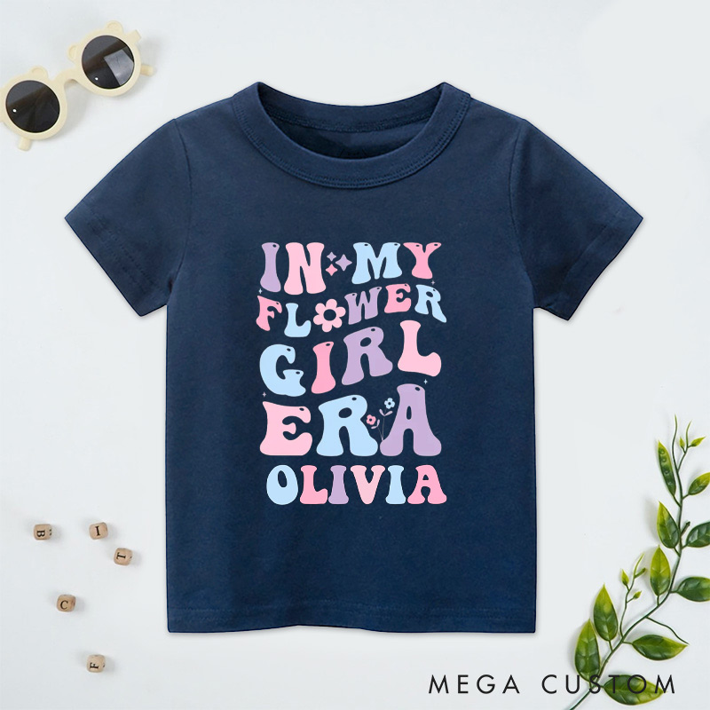 Personalized Pastel In My Flower Girl Era with Flowers Wedding Flower Girl T-Shirt 