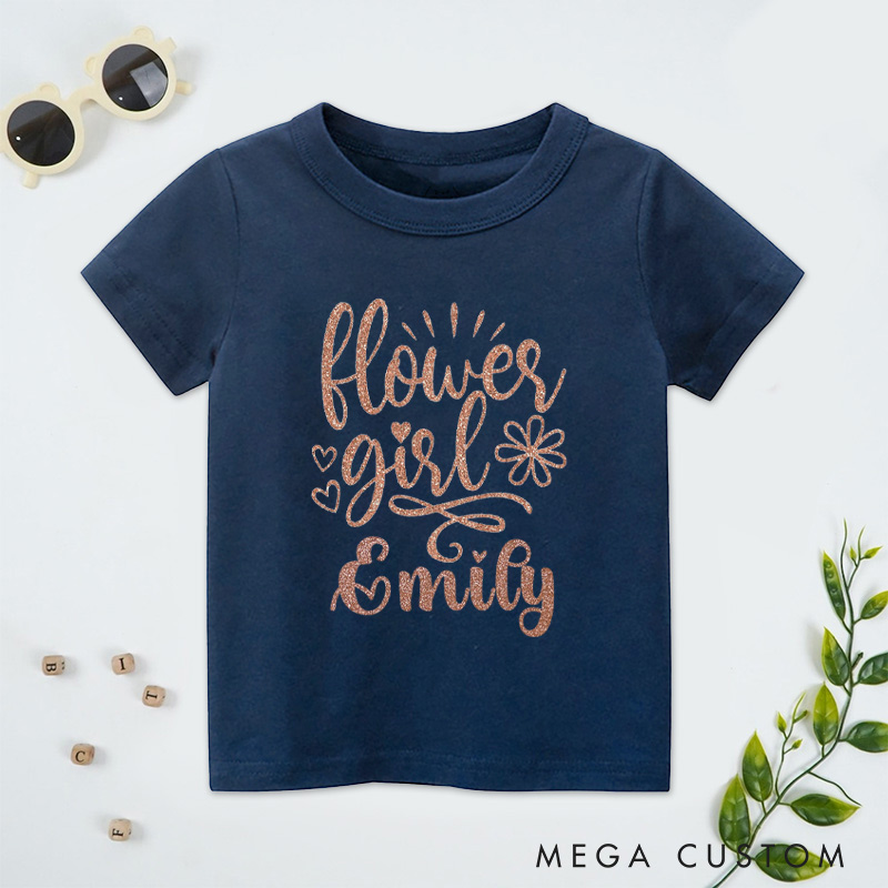 Personalized Personalized Glitter Wedding Flower Girl T-Shirt 