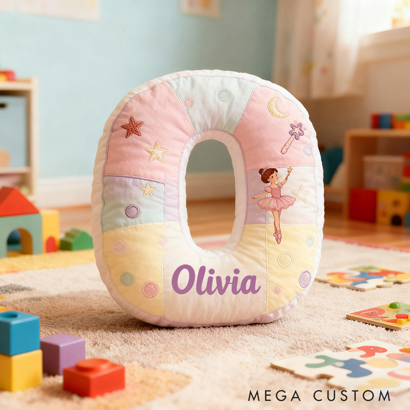 Personalized Graphic 3D Print Ballet Girl Letter Pillow with Your Name Soft Stuffed Toy for Kids Unique Decorative Cushion for Girls' Room