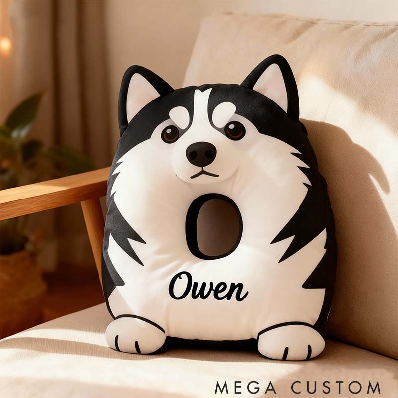 Personalized Dog Lover Husky Letter Pillow with Custom Name  Graphic 3D Print Pillow