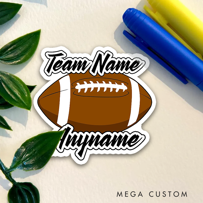 Personalized American Football and Rugby Team Sticker with Custom Name and Number