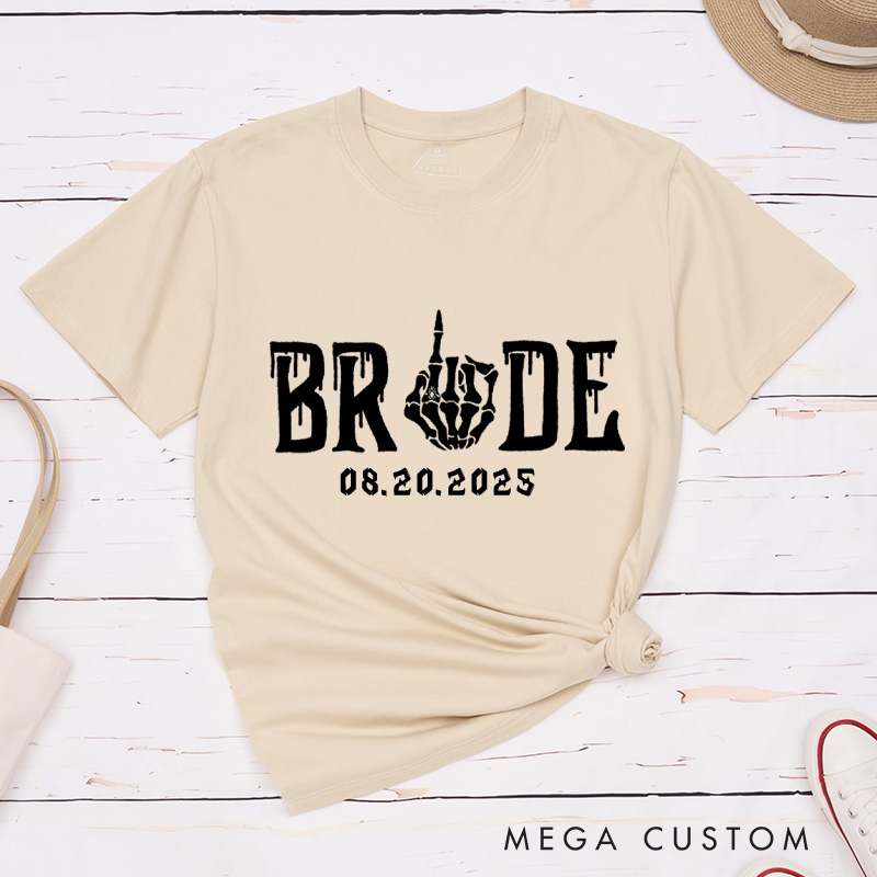 Personalized Funny Gesture Skeleton Bride and Groom Matching Wedding Couple Classic T-Shirt