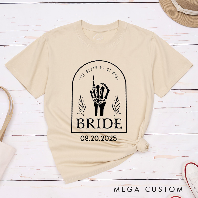 Personalized Skeleton Hand Gestures Garden Bride and Groom Matching Wedding Couple Classic T-Shirt