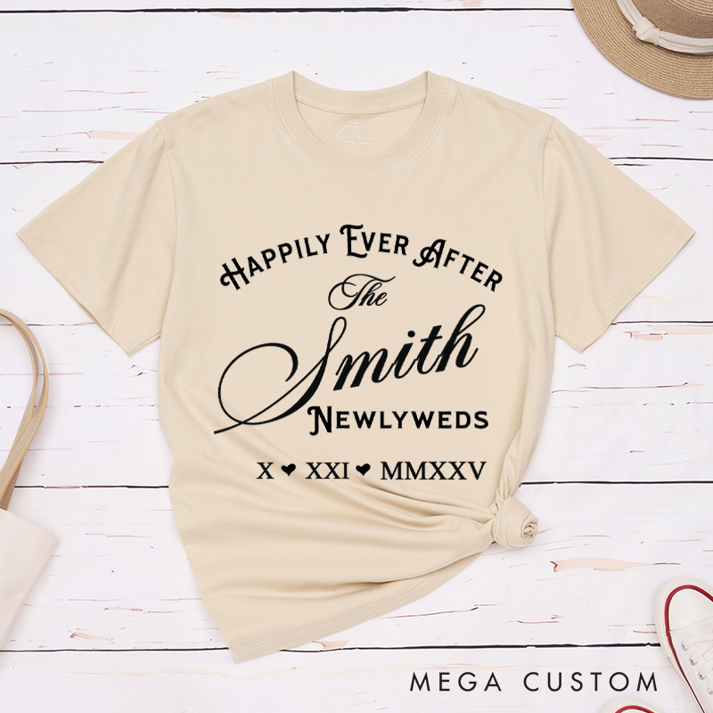 Personalized Newlyweds Happily Ever After Wedding Couple Classic T-Shirt