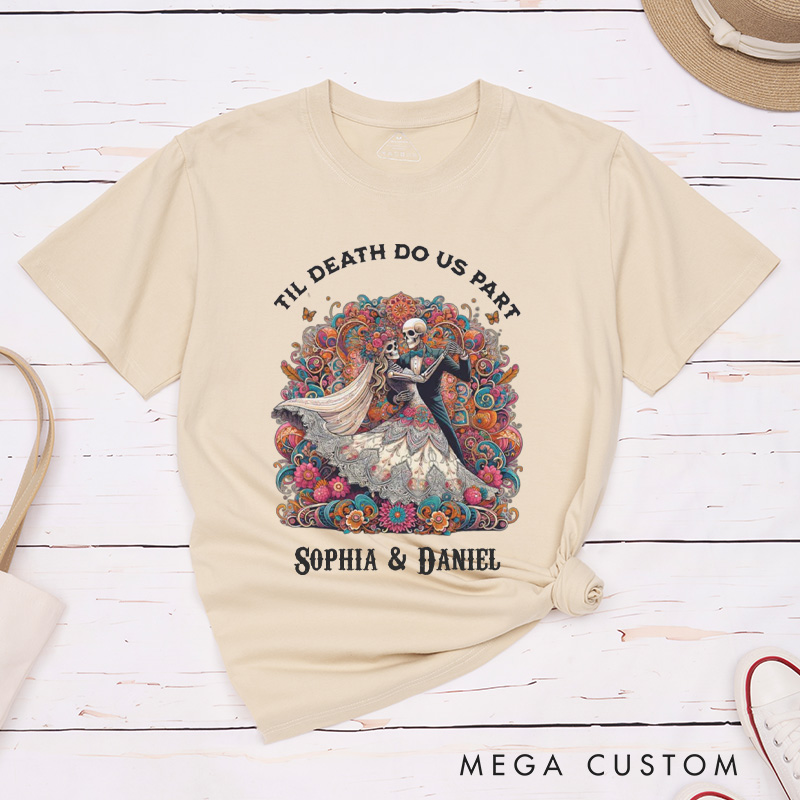 Personalized Til Death DoUs Part Dancing Skeleton Matching Wedding Couple Classic T-Shirt