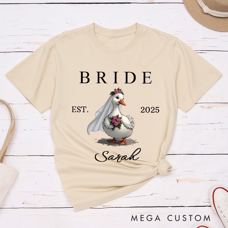 Personalized Bride and Groom Silly Goose Matching Wedding Couple Classic T-Shirt