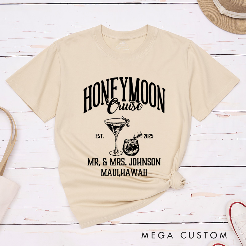 Personalized Honeymoon Cruise Mr and Mrs Matching Honeymoon Couple Classic T-Shirt