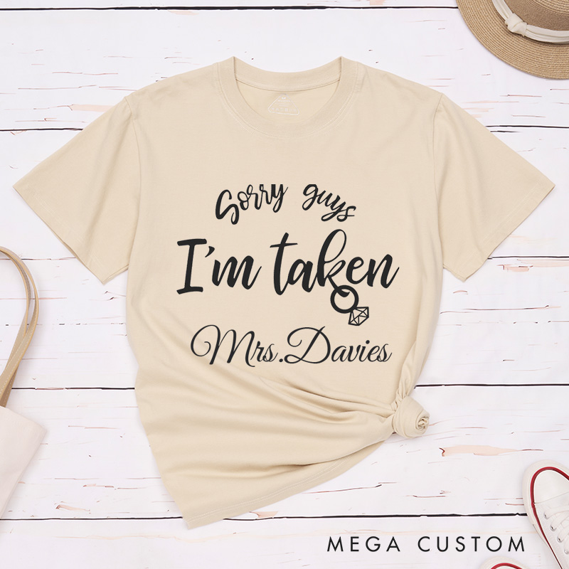 Personalized Sorry I'm Taken Mr and Mrs Wedding Couple Classic T-Shirt