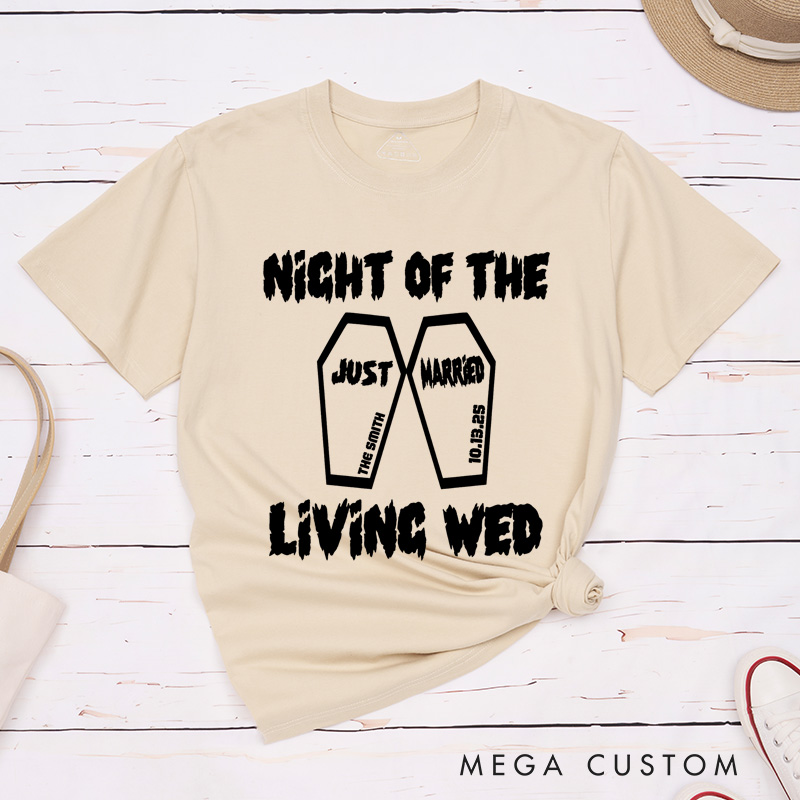 Personalized Spooky Night of the Living Wed Just Married Wedding Couple Classic T-Shirt