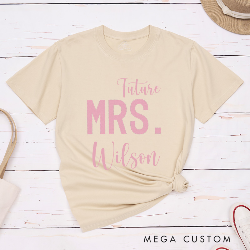 Personalized Modern Mr and Future Mrs Engagement Couple Classic T-Shirt