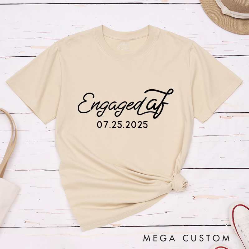 Personalized Funny Elegant Engaged AF Engagement Couple Classic T-Shirt