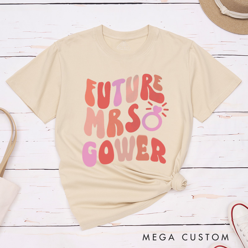 Personalized Bold and Playful Future Mrs. with Rings Fiancee Engagement Fiancée Classic T-Shirt