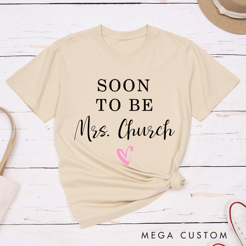 Personalized One Lucky Mr and Soon To Be Mrs with Heart and Bow Tie Engagement Couple Classic T-Shirt