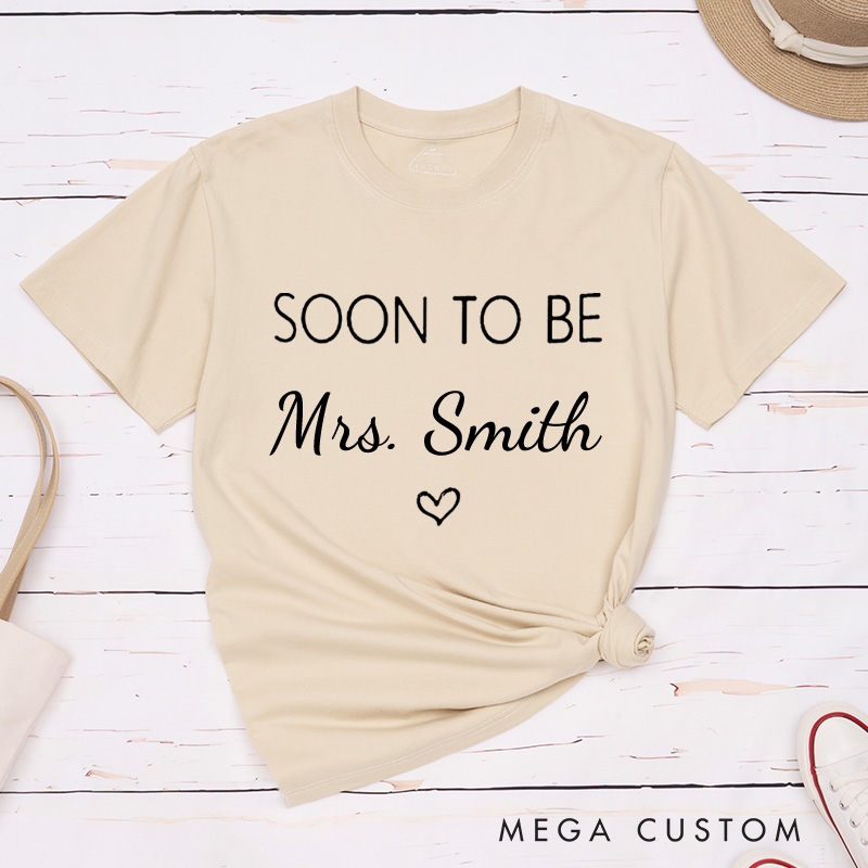 Personalized Minimalist One Lucky Mr and Soon To Be Mrs with Heart Engagement Couple Classic T-Shirt