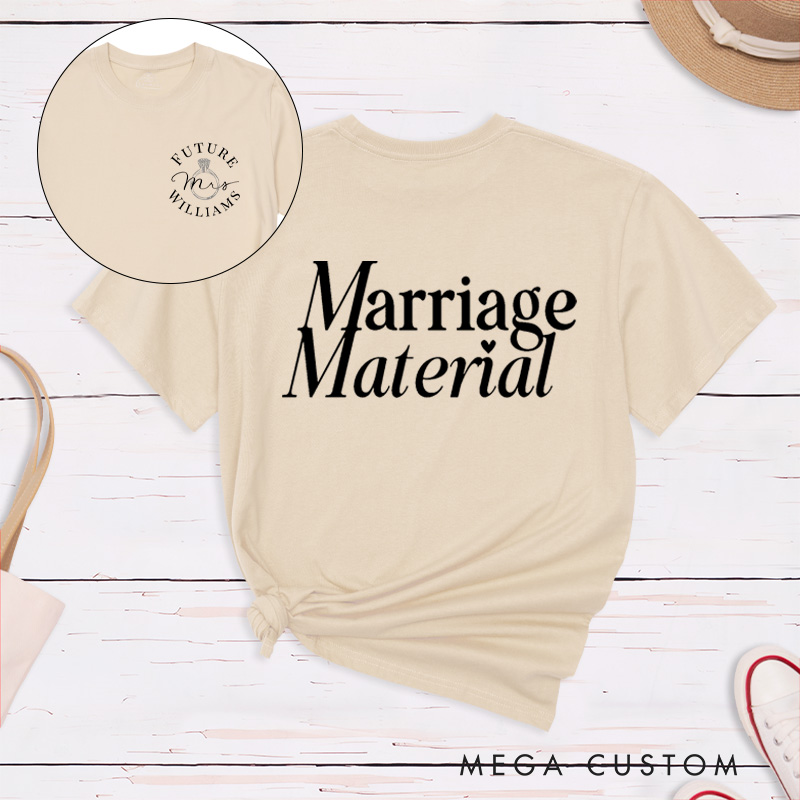 Personalized Elegant Marriage Material Future Mrs. Fiancee Engagement Fiancée Classic T-Shirt