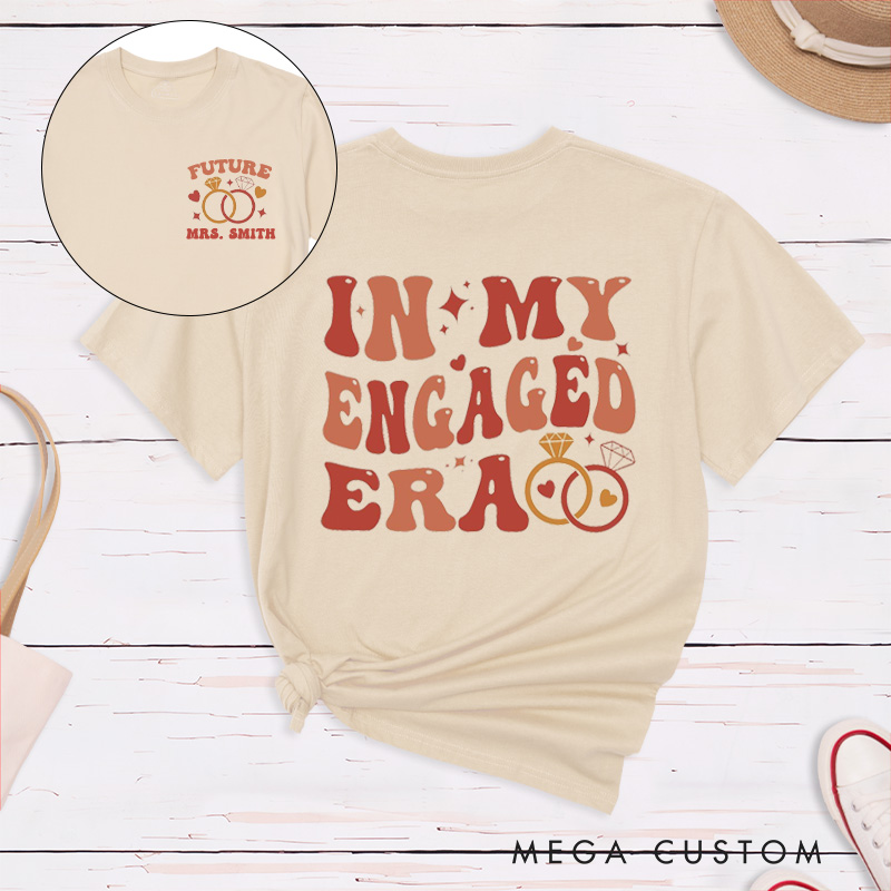 Personalized Vintage In My Engaged Era Future Mrs with Rings and Hearts Fiancee Engagement Fiancée Classic T-Shirt