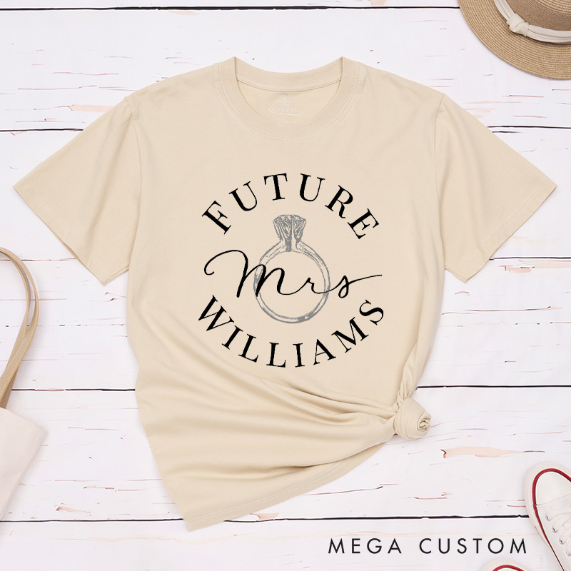 Personalized Elegant Future Mrs. with Ring Fiancee Engagement Fiancée Classic T-Shirt