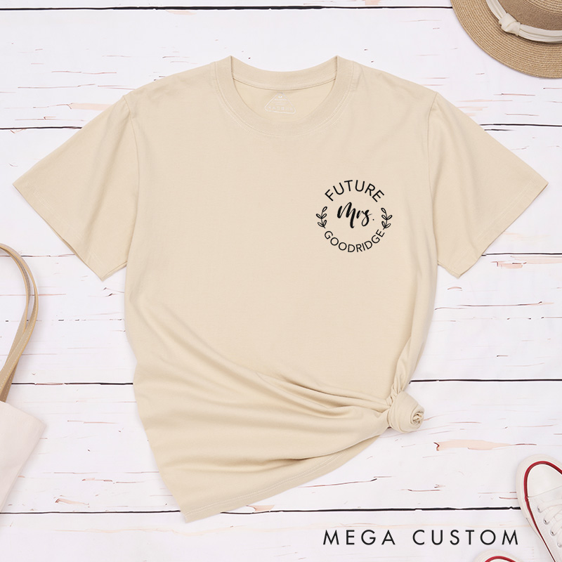 Personalized Future Mrs with Floral Accents Engagment Fiance Classic T-Shirt  