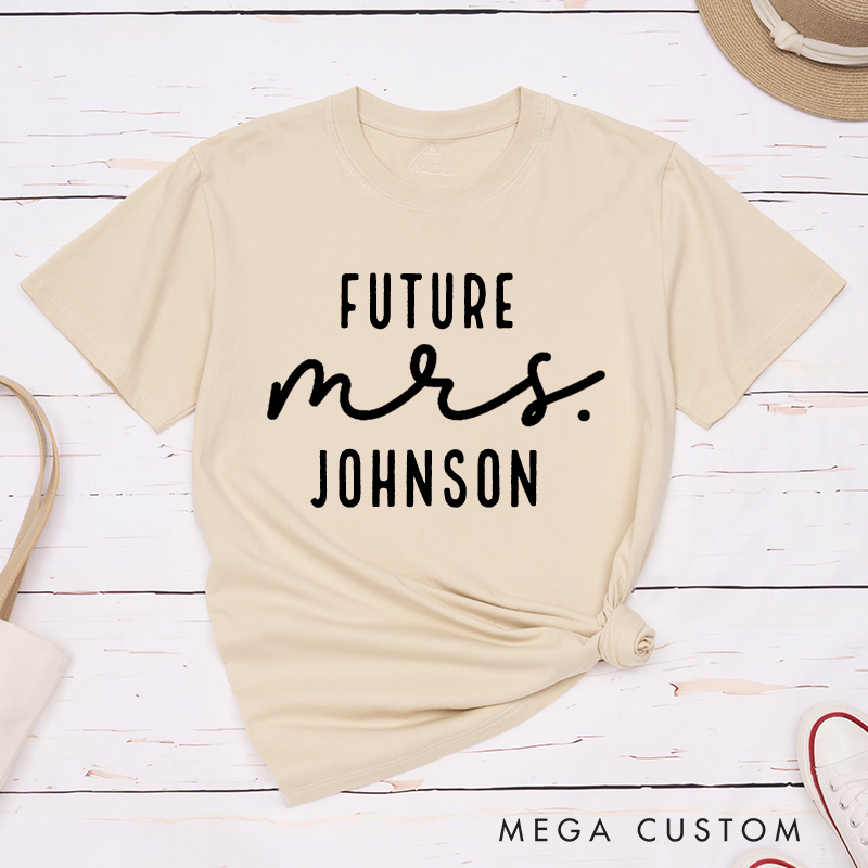 Personalized Minimalist Future Mrs Fiancee Engagement Fiancée Classic T-Shirt