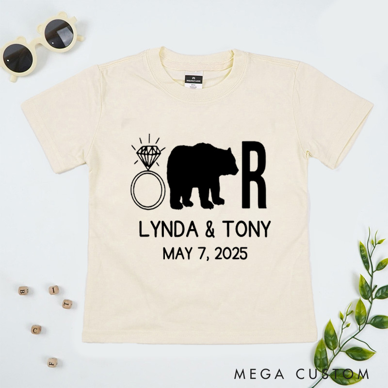 Personalized Funny Ring Bearer with Bear and Ring Wedding Flower Boy T-Shirt 