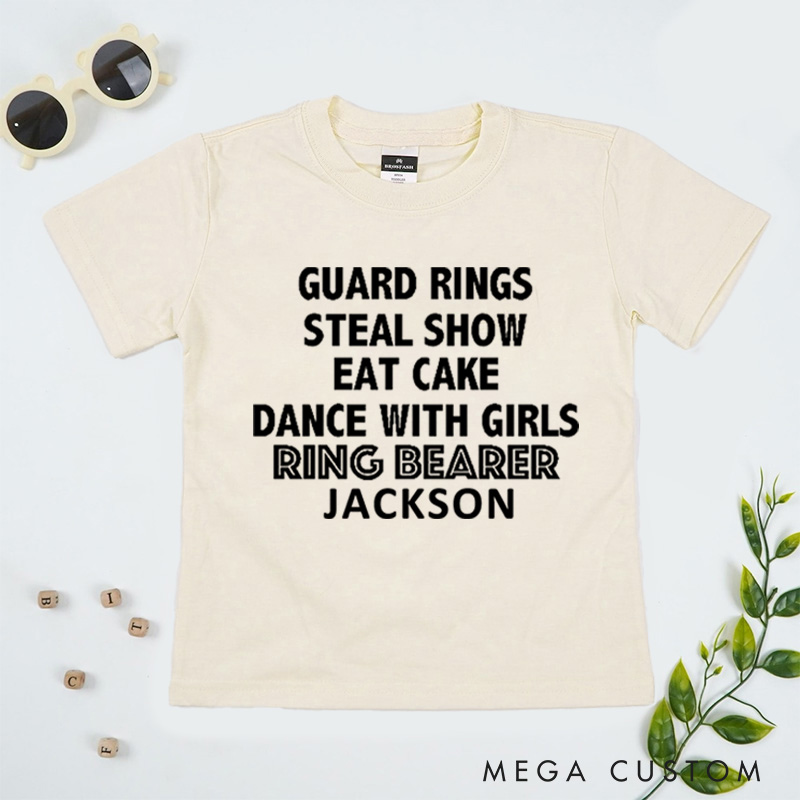 Personalized Fun Ring Bearer Checklist Wedding Flower Boy T-Shirt 