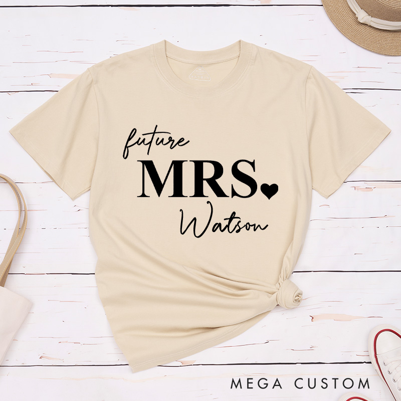 Personalized Elegant Future Mrs with Heart Fiancee Engagement Fiancée Classic T-Shirt