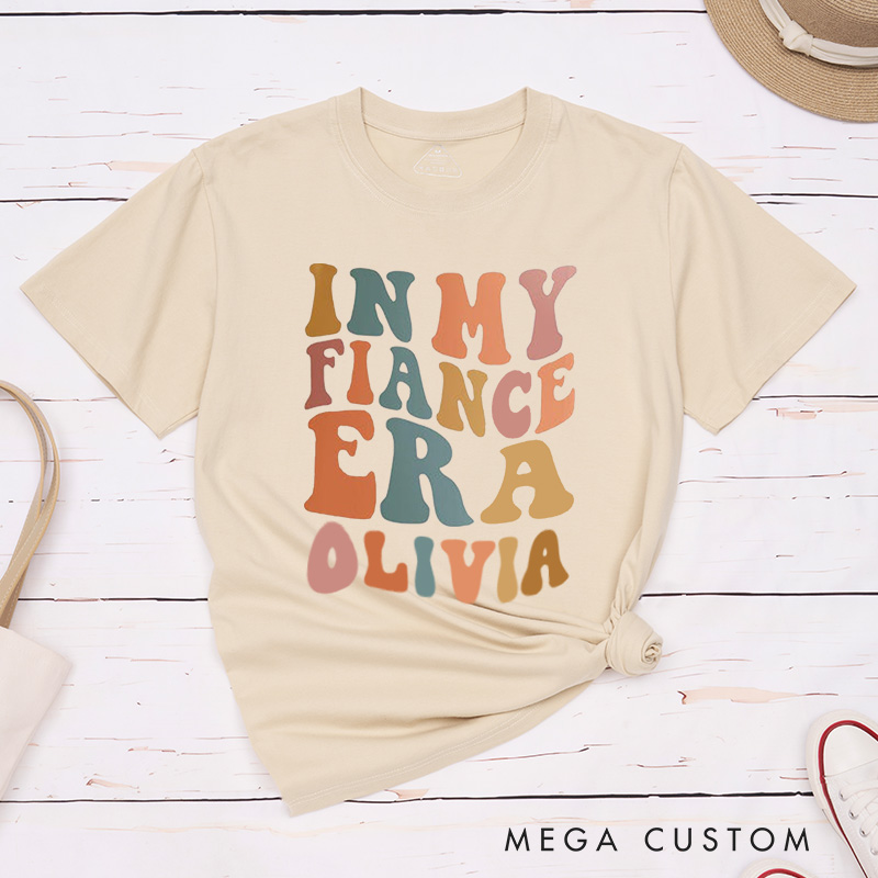 Personalized Retro-Inspired In My Fiance Era in Vibrant Earthy Colors Fiancee Engagement Fiancée Classic T-Shirt