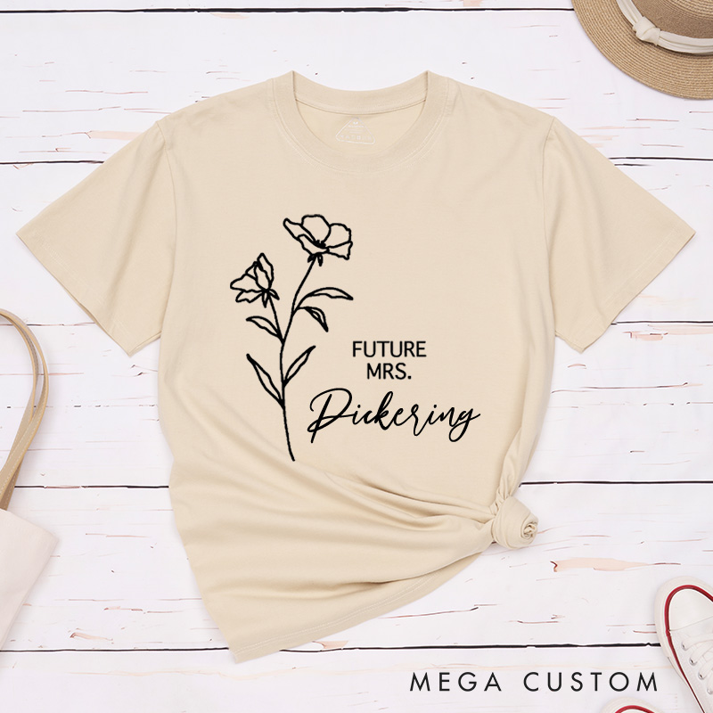 Personalized Poppy Flower Future Mrs Fiancee Engagement Fiancée Classic T-Shirt